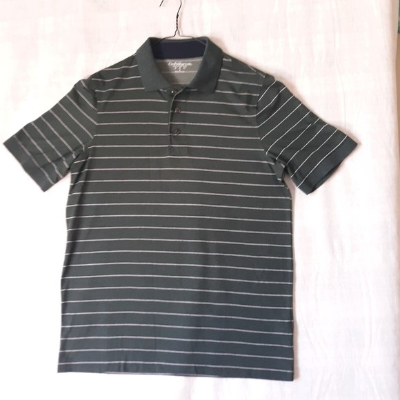 Croft & Barrow Men's Dark Green Striped Polo Shirt Size S Short Sleeve Collared - Picture 5 of 10